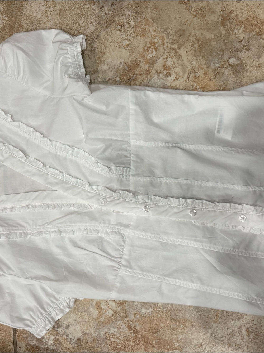Zara White Ruffle-Trim Button-Front Blouse